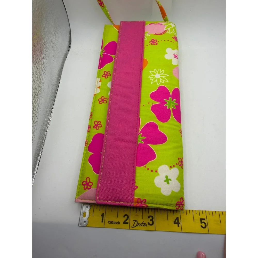 Lilly Pulitzer Wristlet Wallet Floral Flip Flop Print Lime Green Pink NWT